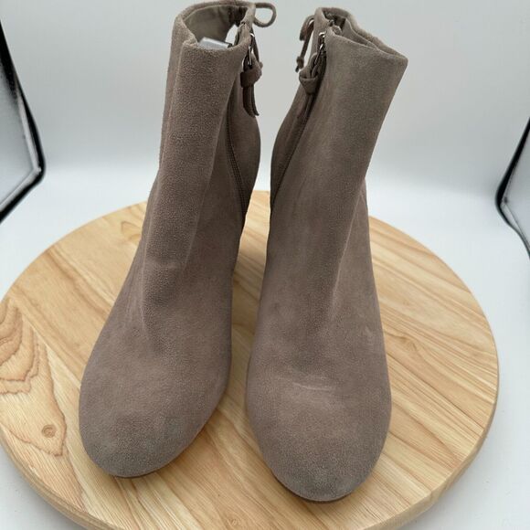 Saks Fifth Avenue Nina Ankle Boots Womens 11 Tan Leather Block Heels Mod - Picture 1 of 12